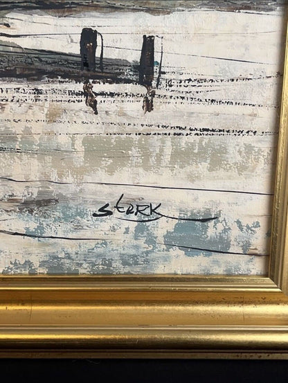 T Sterk Oil Painting Low Tide Dutch Coastal Art COA Large