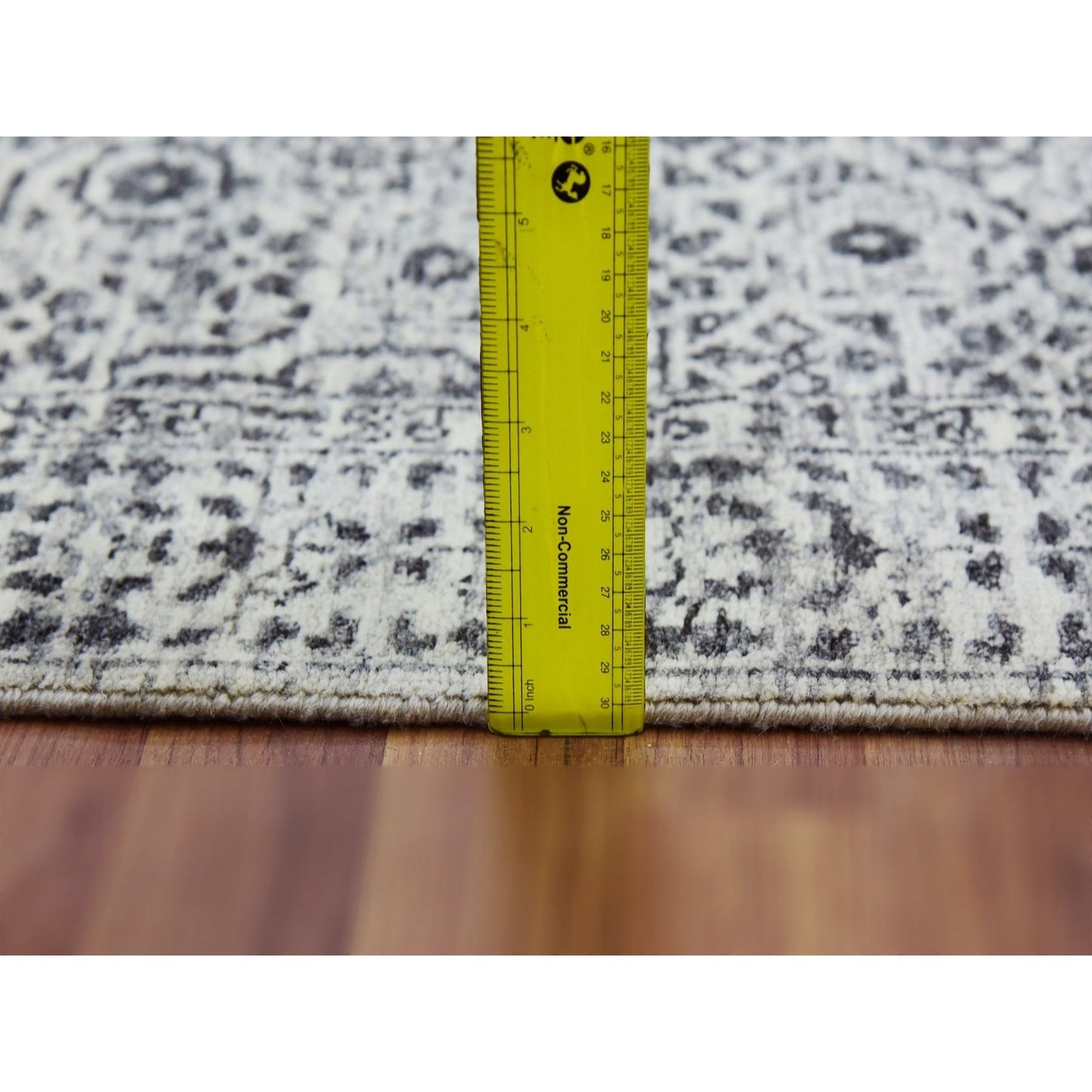 2'10"X21'10" White Mamluk Dynasty Undyed Wool Hand Knotted Runner Rug