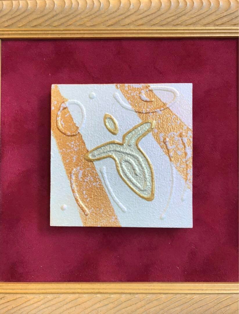 Andy Lakey - Love Angels Pink & Green Original Textured Painting On Wood Signed