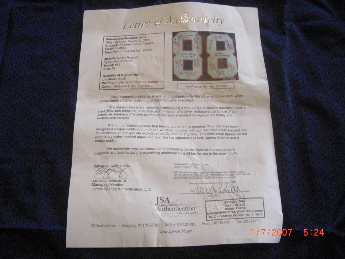 Terry Bradshaw,Joe Montana,George Blanda! Jsa/Coa