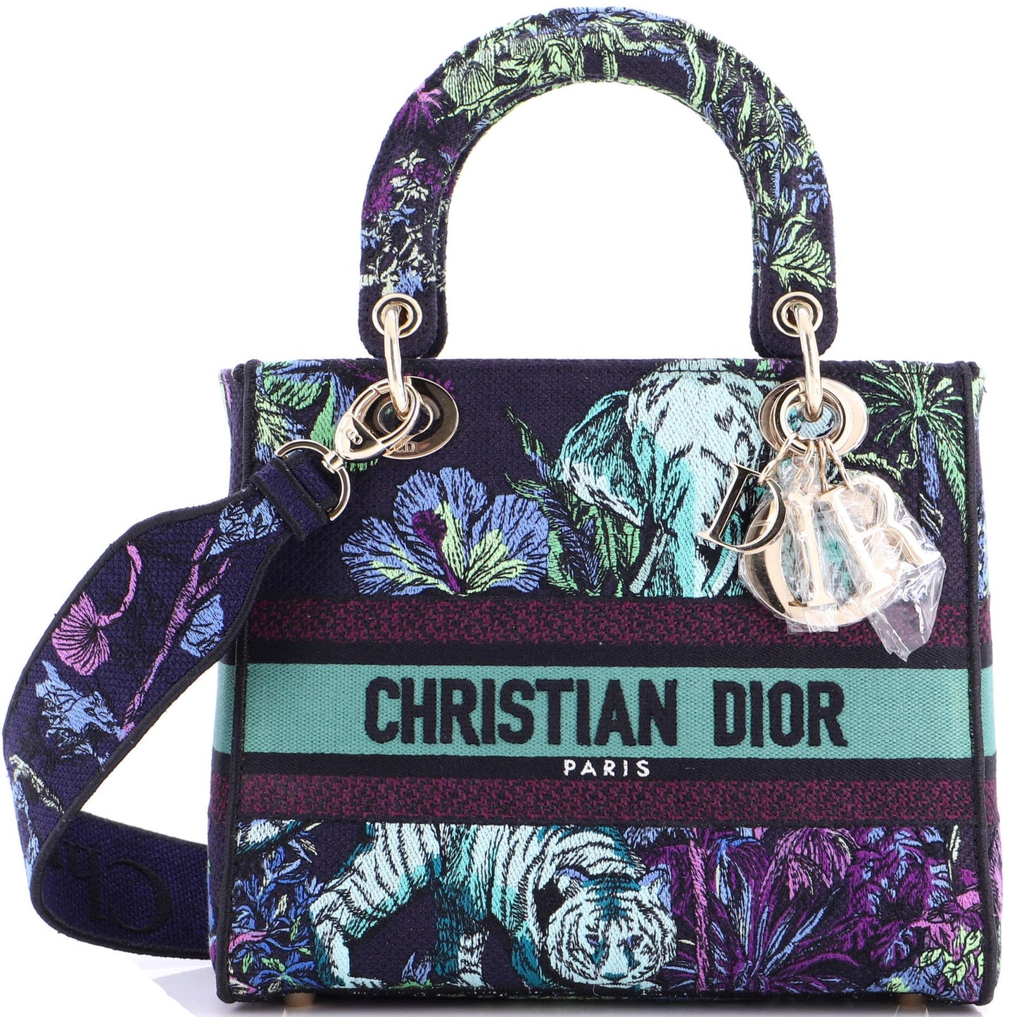 Christian Dior Lady D-Lite Bag Embroidered Canvas Medium
