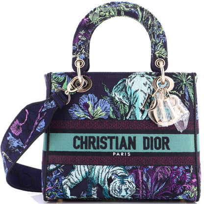 Christian Dior Lady D-Lite Bag Embroidered Canvas Medium