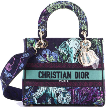 Christian Dior Lady D-Lite Bag Embroidered Canvas Medium