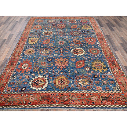 6'2"X9' Blue Aryana Grade All Over Design Pure Wool Hand Knotted Rug