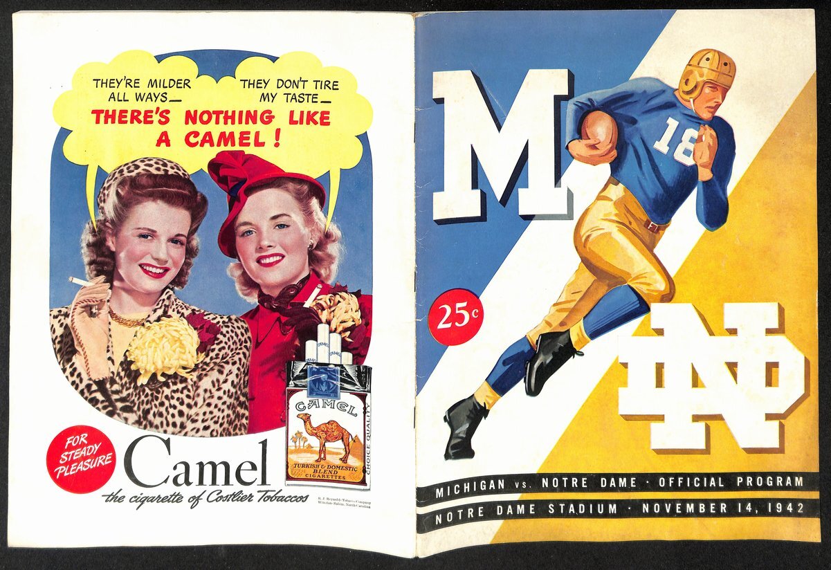 1942 Michigan  Vs Notre Dame Vintage College Football Game Program 195831