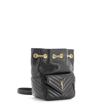 Saint Laurent Joe Bucket Bag Matelasse Chevron Leather Mini