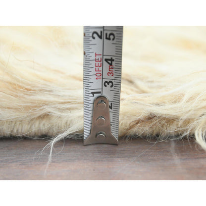 3'X5'4" Beige Undyed Natural Wool Hand Knotted Shaggy Moroccan Rug