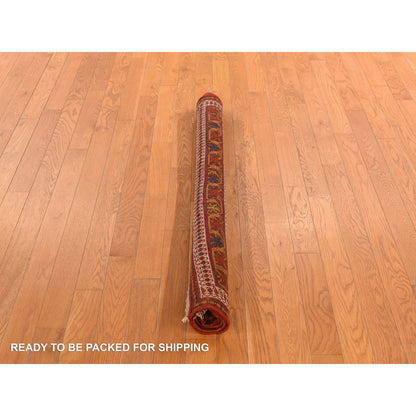 4'1"X5' Blue Antique Zoroastrian Even Wear Wool Hand Knotted Oriental Rug