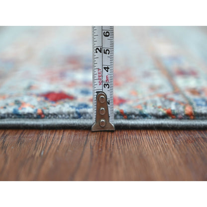 3'1"x4'3" Gray Afghan Super Kazak Hand Knotted Wool Sample Mat Rug