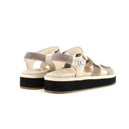 Chanel Women'S Two Strap Dad Sandals Suede