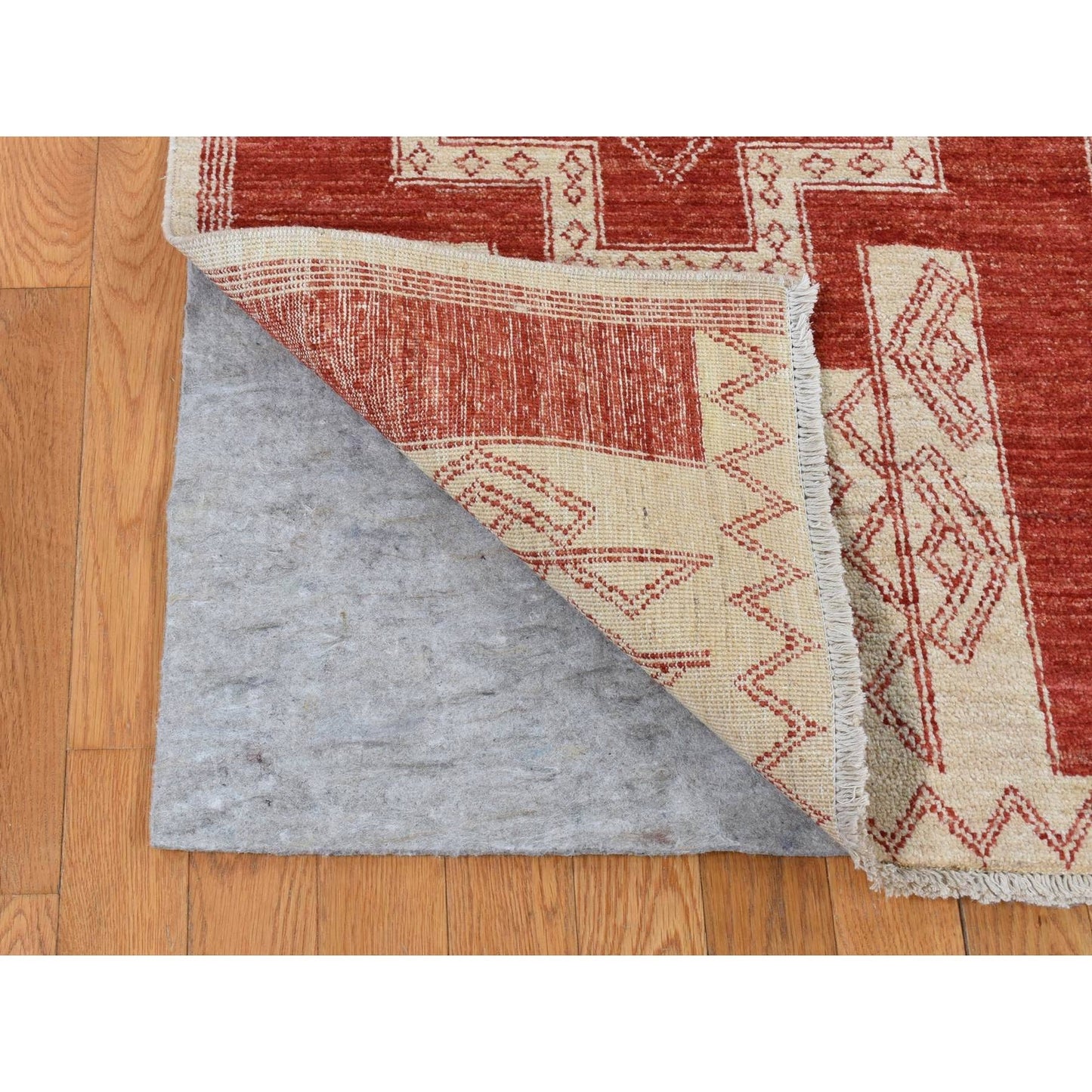 8'1"X10' Red Wool Hand Knotted Peshawar With Geometric Motifs Rug