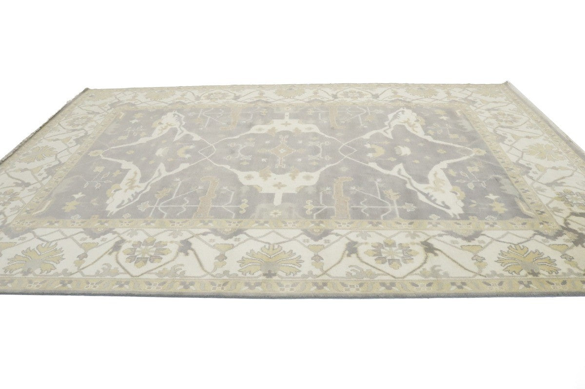 ft Handmade Pastel Brown Floral Oushak Oriental Rug Muted Wool Carpet 10X14