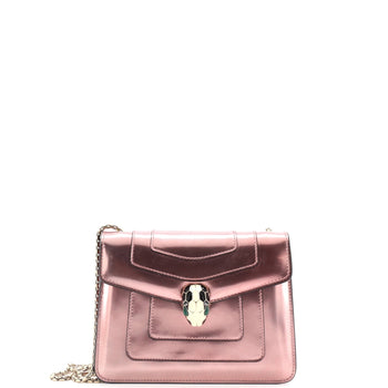Bvlgari Serpenti Forever Square Shoulder Bag Metallic Leather Small