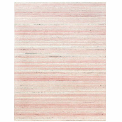 9'X12' Modern Design Plain Ivory With Coral Red Wool Hand Loomed Rug