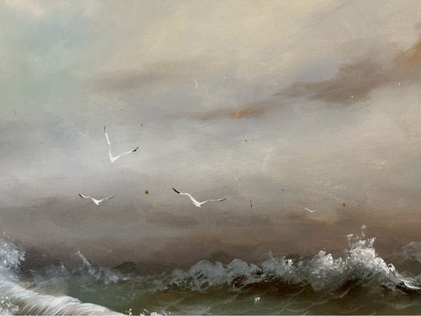 Roal English Seascape Oil Painting Signed Canadian Marine Art Framed
