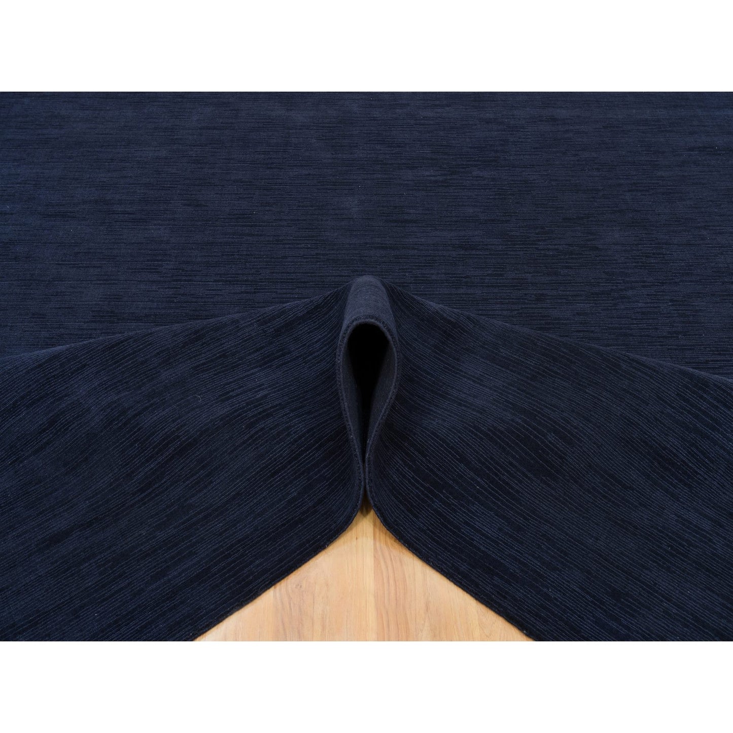 9'1"X12' Oxford Blue Wool And Plant Based Silk Loom Knotted Oriental Rug