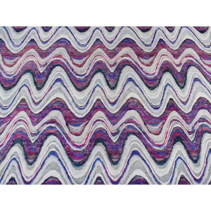 9'X11'10" Ivory The Colorful Waves Silk With Wool Hand Knotted Rug