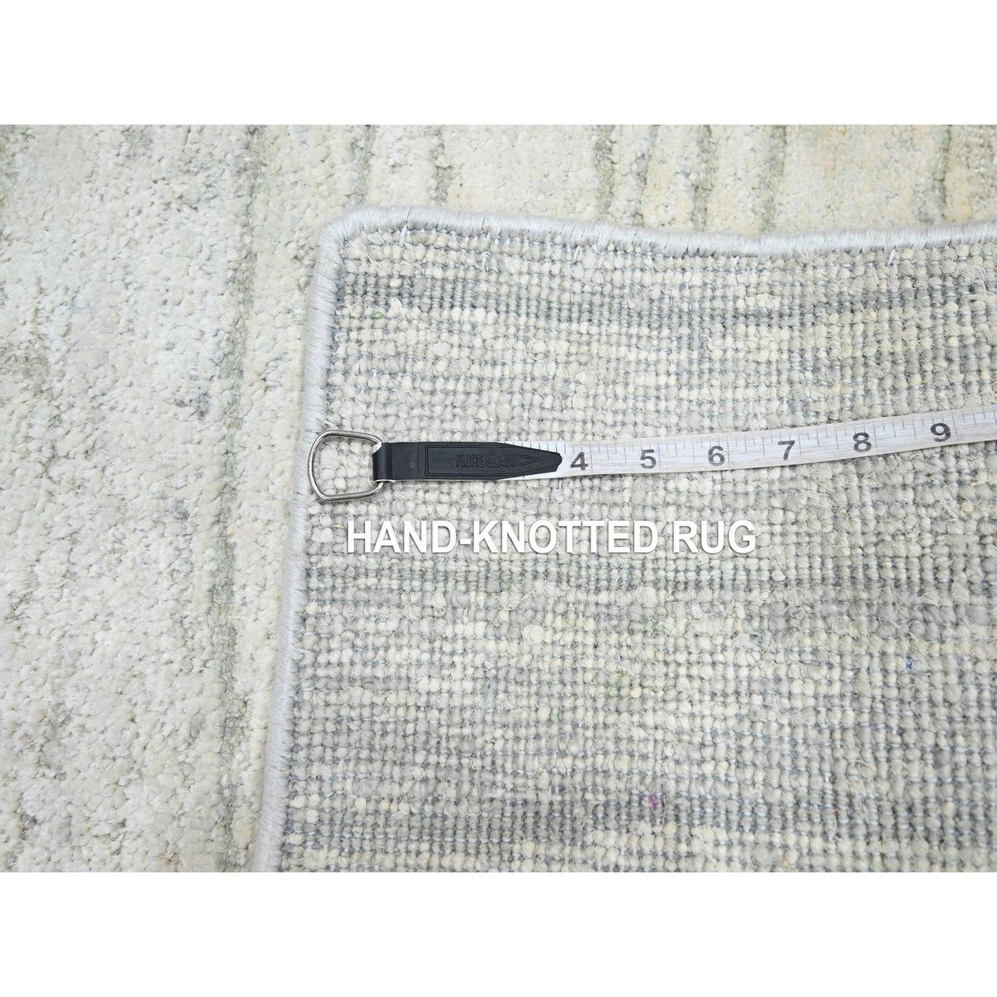 2'X3' Chiffon White Modern Wave Design Pure Silk Hand Knotted Sample Rug