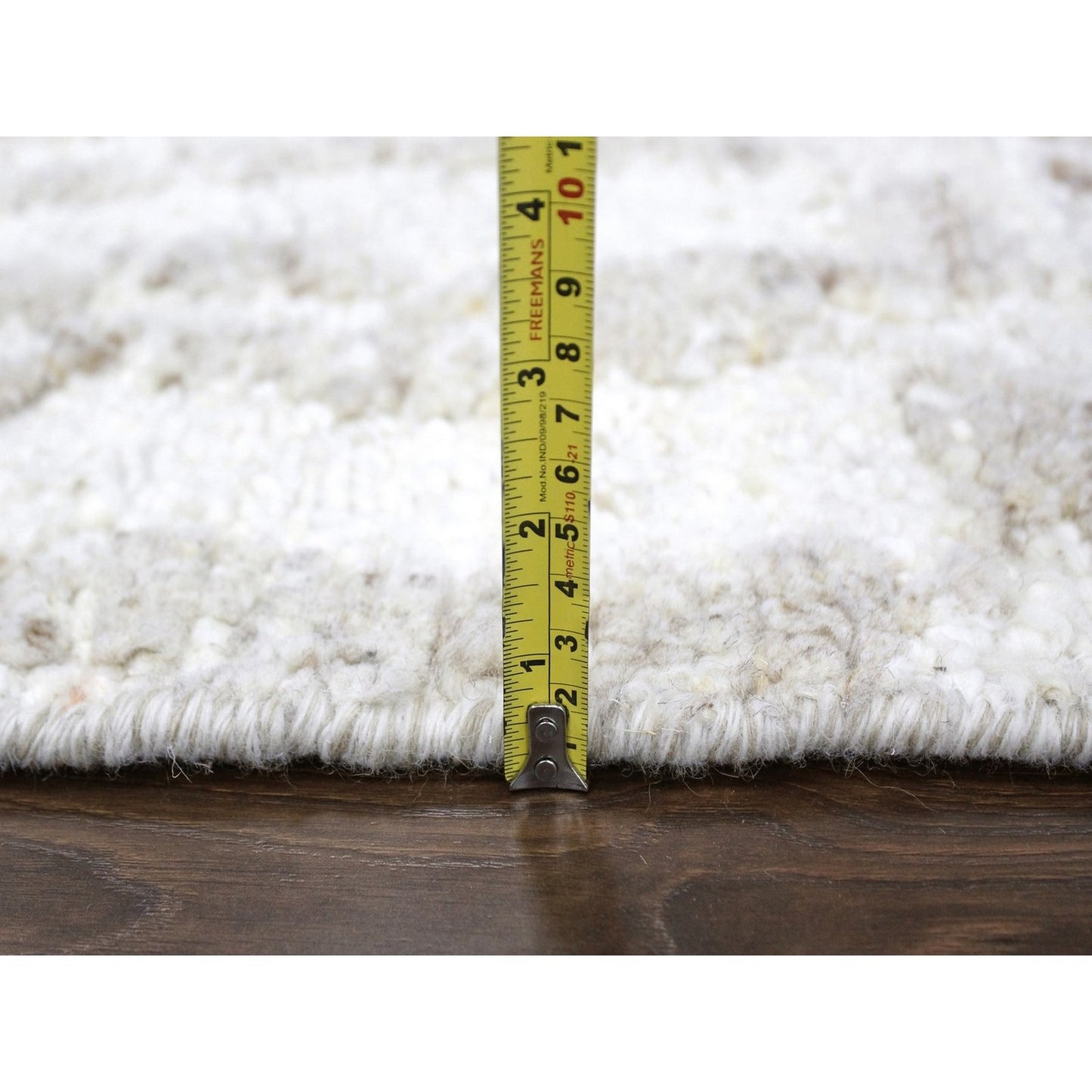 9'1"X12'1" Ivory Minimalist Swedish Design Hand Knotted Natural Wool Rug