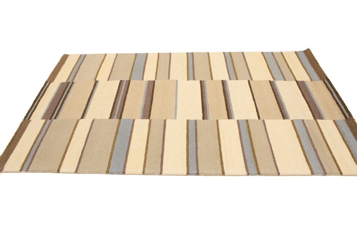 Hand-Tufted Multicolored Stripes Rug Modern Wool