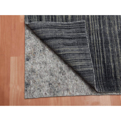 2'6"X12'6" Gray Modern Ombre Design Hand Knotted Soft Wool Runner Rug