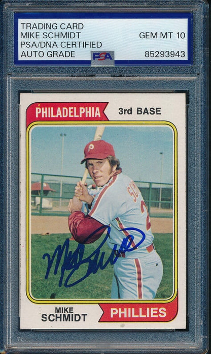 1974 Topps Mike Schmidt Phillies Card #283 Signed