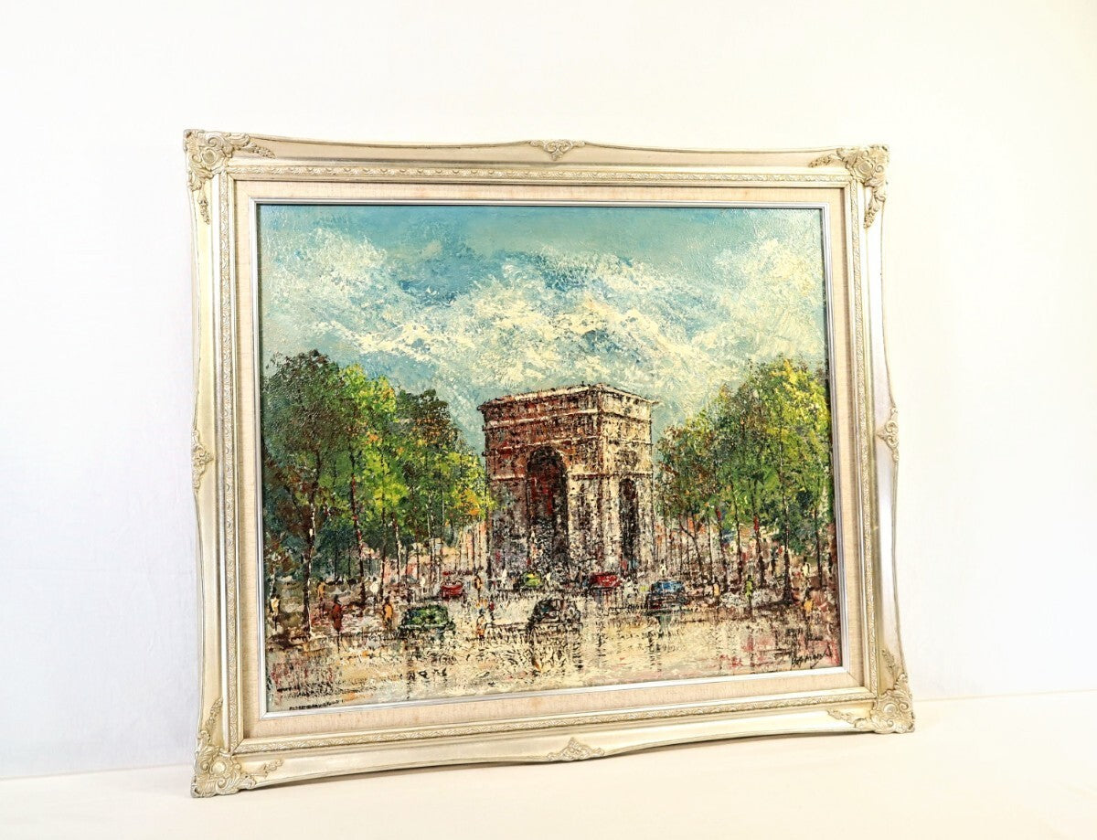 Hopmans (Netherlands) Original Oil Painting "Arc De Triomphe, Paris" Signed F20