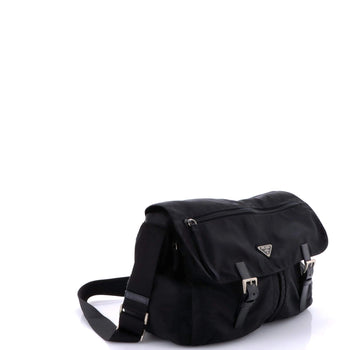Prada Zip Buckle Messenger Bag Tessuto Medium