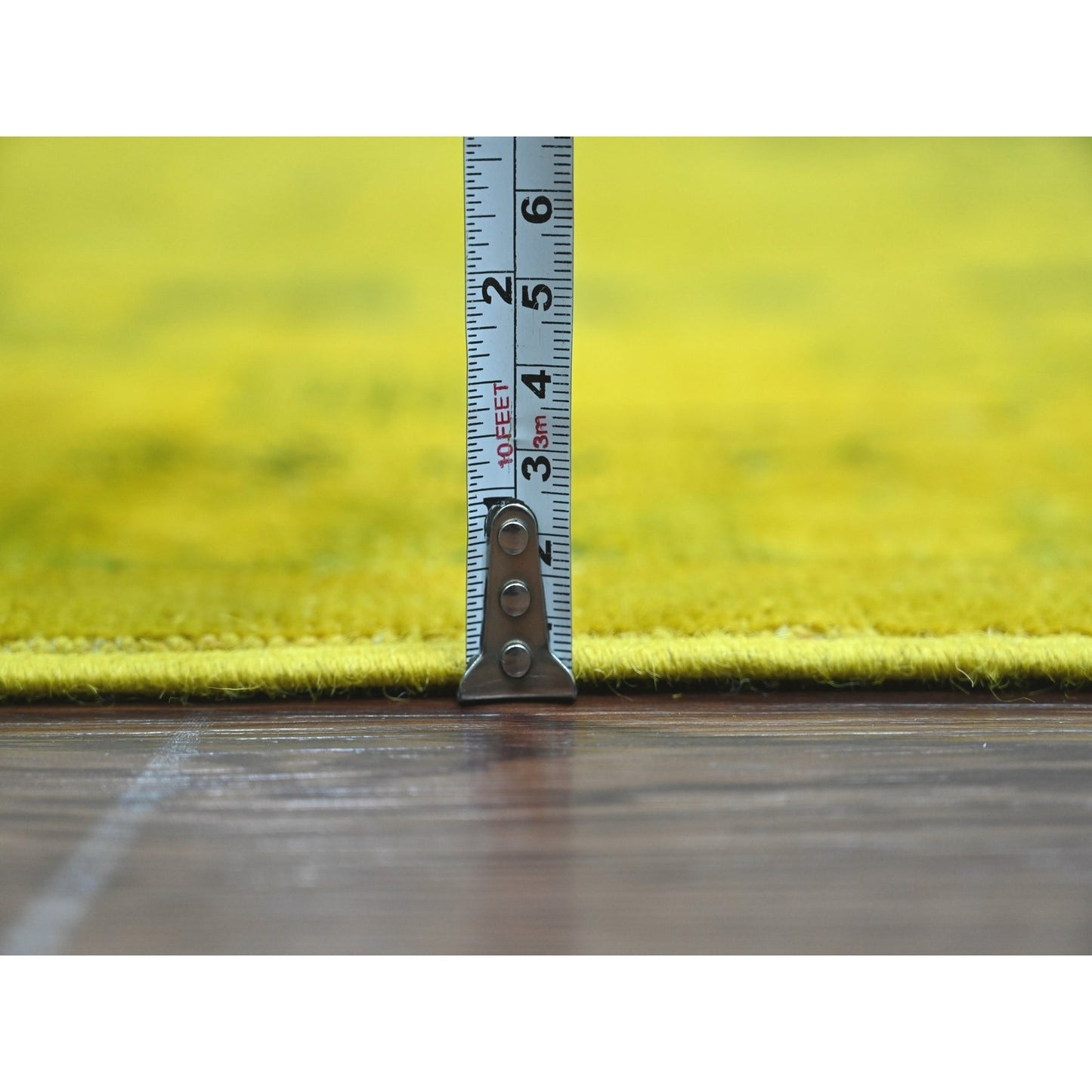 Rug 8'1"x9'5" Golden Yellow Overdyed Kazak Star Design Wool Hand Knotted