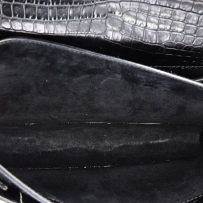 Medium Saint Laurent Sunset Crossbody Bag Crocodile Embossed Leather
