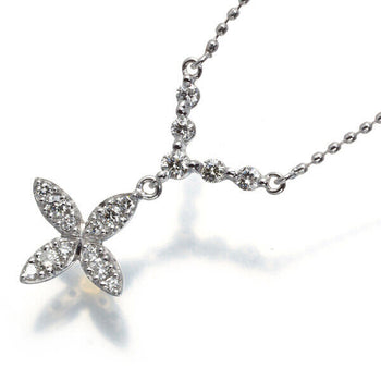 Diamond 0.25Ct Flower Necklace 18K 750 White Yellow Gold