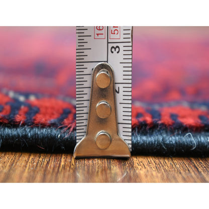 3'5"X5' Red Hand Knotted, Afghan Khamyab, Geometric Design Pure Wool Rug