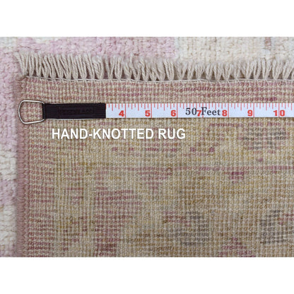 6'1"X8'8" Soft Wool Hand Knotted Coral Pink Angora Oushak Oriental Rug