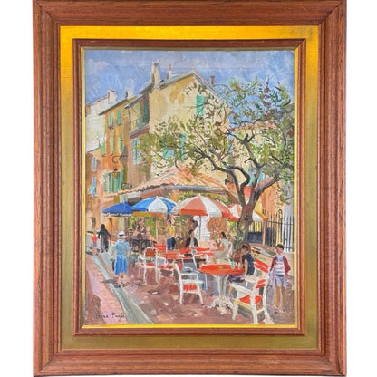 Irne Pags Original Oil Painting Terrace P15 / French Caf Scene / Signed