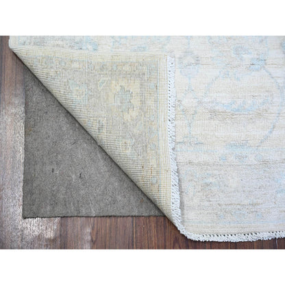 2'7"X10' Daisy White Wool Hand Knotted Washed Out Runner Oriental Rug