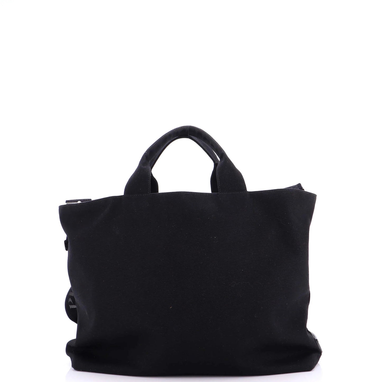 Prada Embossed Triangle Logo Convertible Tote Canvas Large