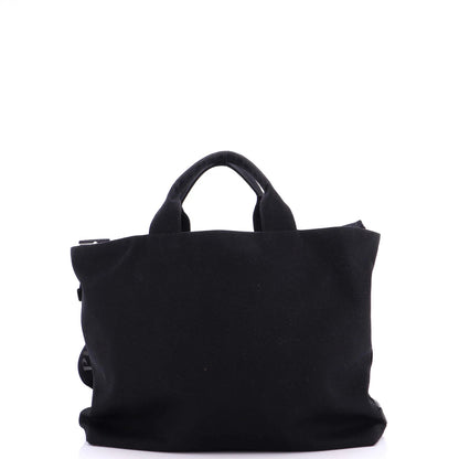 Prada Embossed Triangle Logo Convertible Tote Canvas Large