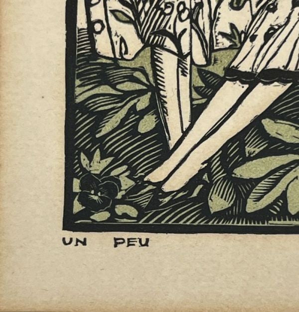 Fernand Simeon Woodblock Print "Un Peu, Beaucoup" C.1920S Gazette Du Bon Ton