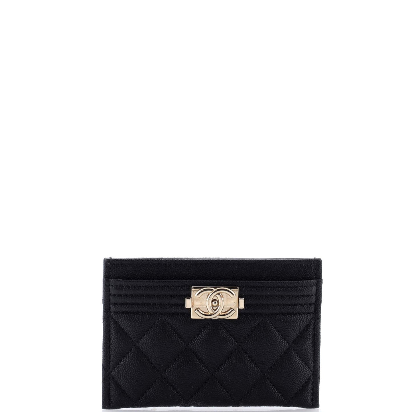 Chanel Boy Card Holder Quilted Caviar