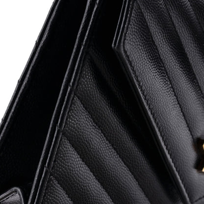 Saint Laurent Classic Monogram Wallet On Chain Matelasse Chevron Leather Small