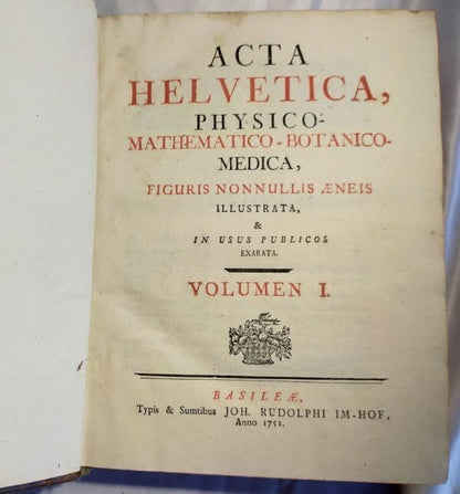 1751/1755 Acta Helvetica Vol.1-2 Basel Scientific Journal Bernoulli Engravings