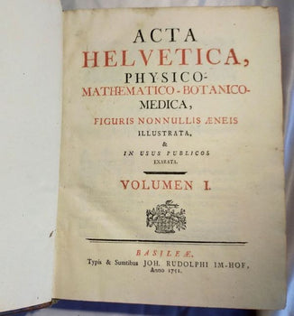 1751/1755 Acta Helvetica Vol.1-2 Basel Scientific Journal Bernoulli Engravings