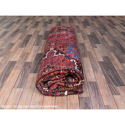 8'9"X10'10" Red Soft And Vibrant Wool Semi Antique Nomad Art Oriental Rug