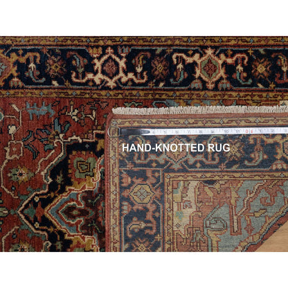 2'7"X10' Red Antiqued Fine Heris Re-Creation Hand Knotted Wool Runner Rug