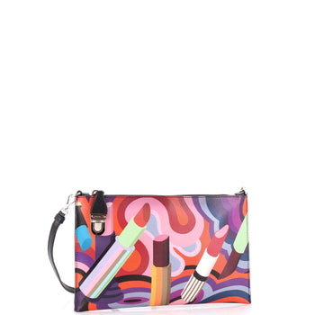 Prada Push Lock Zip Pochette Printed Saffiano