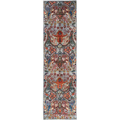 2'9"X10' Mist Gray Bijar Garus Design Soft Wool Hand Knotted Runner Rug