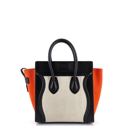 Celine Tricolor Luggage Bag Canvas And Leather Micro
