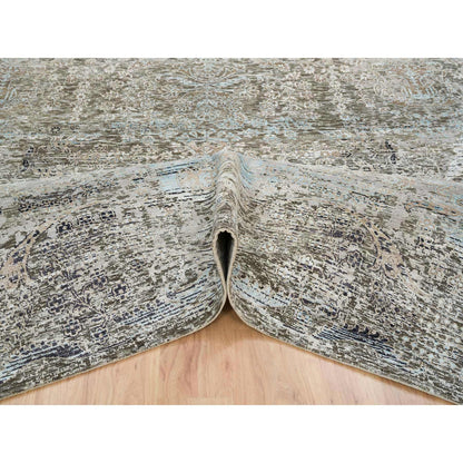 8'3"X10' Gray Hand Knotted Transitional Design Wool And Silk Rug