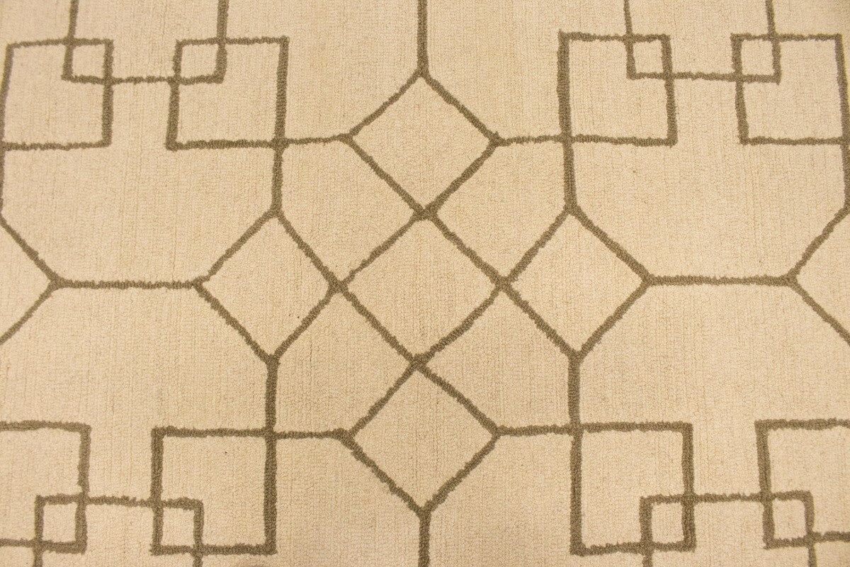 Cream Geometric Design Hand-Tufted Modern Wool