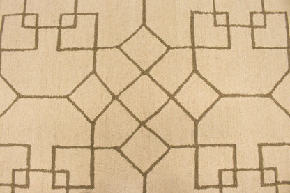 Cream Geometric Design Hand-Tufted Modern Wool